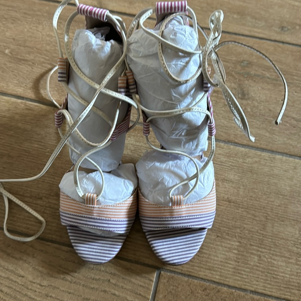 Billy Ella mixed strip laced up heels size 6.5 brand new purchased @ Anthro